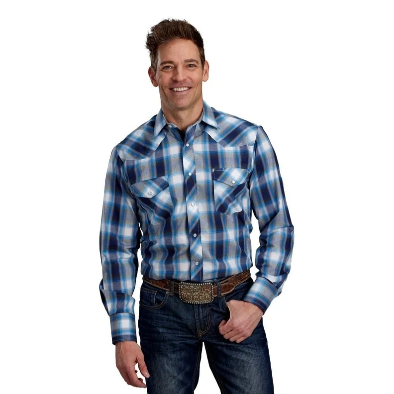 Versatile Knitwear Comfortable Suits Roper Western Shirt Mens Snap L/S Plaid Blue 01-001-0101-6082 BU Versatile Knitwear Comfortable Suits Roper Western Shirt Mens Snap L/S Plaid Blue 01-001-0101-6082 BU