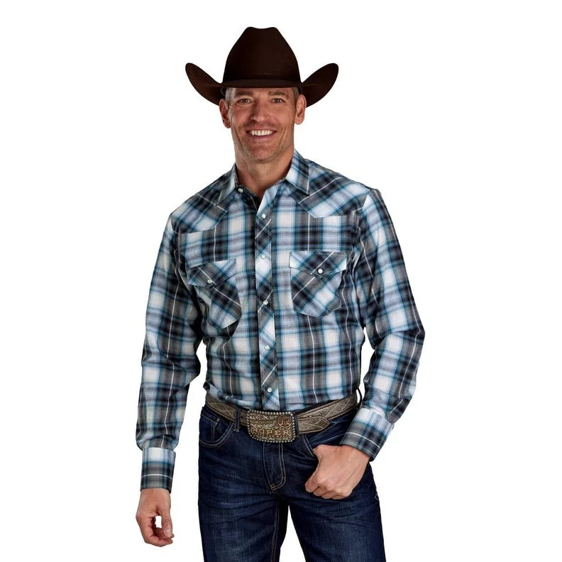Everyday Comfort Warm Pants Roper Western Shirt Mens Snaps L/S Plaid Blue 01-001-0101-6091 BU Everyday Comfort Warm Pants Roper Western Shirt Mens Snaps L/S Plaid Blue 01-001-0101-6091 BU