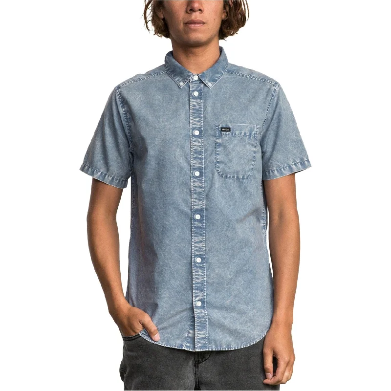 Classic Pieces Comfort Tops RVCA Mens Washed Button Up Shirt, Blue, X-Large