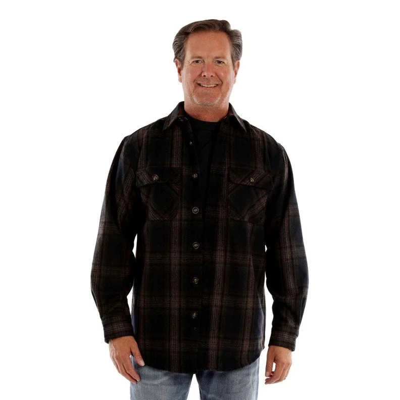 Cool Streetwear Comfy Shirts Scully Western Shirt Mens L/S Wool Blend Flannel Black Brown F0_5388 Cool Streetwear Comfy Shirts Scully Western Shirt Mens L/S Wool Blend Flannel Black Brown F0_5388