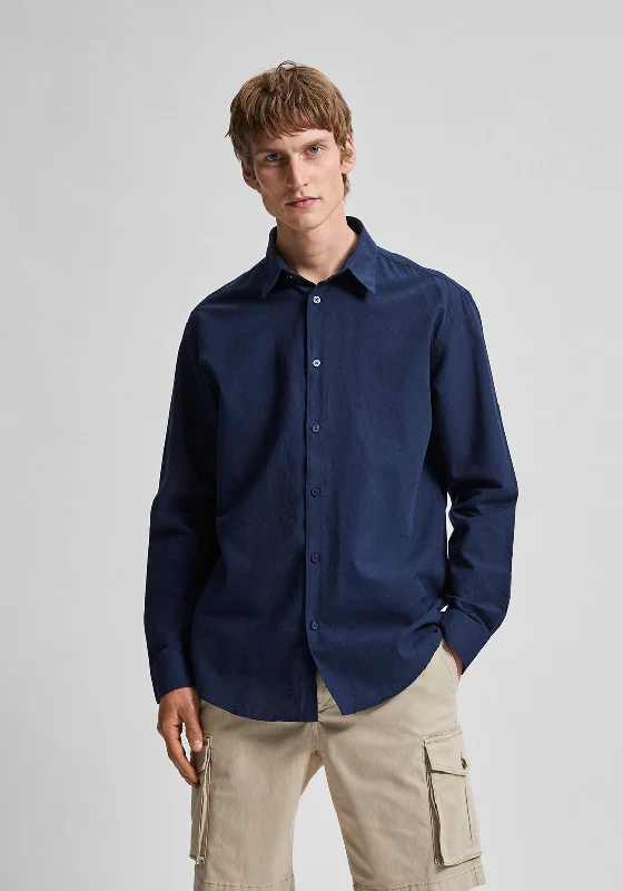 Stylish Layers Classic Shirts Selected Homme Classic Linen Shirt, Dark Sapphire