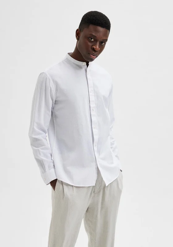 Versatile Wardrobe Practical Outfits Selected Homme Linen Grandad Collar Shirt, White Versatile Wardrobe Practical Outfits Selected Homme Linen Grandad Collar Shirt, White