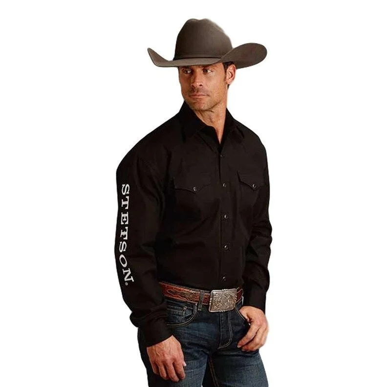 Stetson Western Shirt Mens Wear L/S Snap Black 11-001-0489-1022 BL