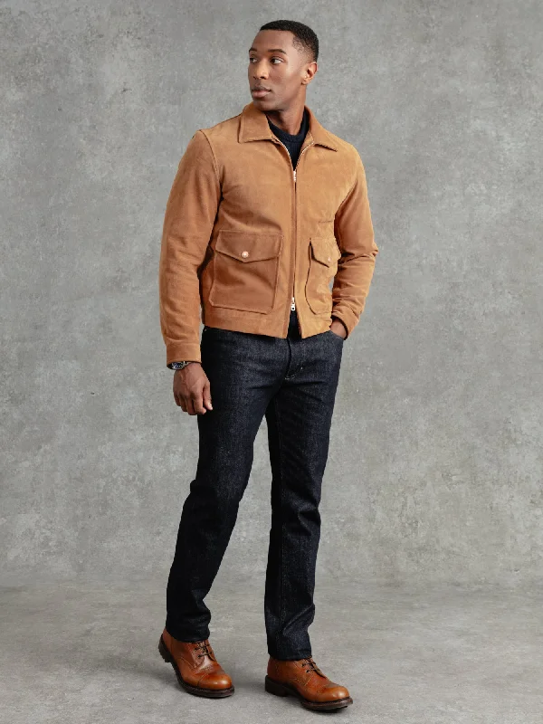 Urban Outfits Everyday Jackets The Calf Suede Bomber - Tan