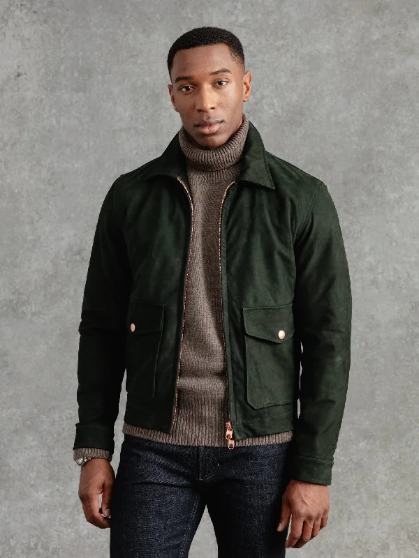 Relaxed Activewear Casual Jackets The Calf Suede Bomber - Willow