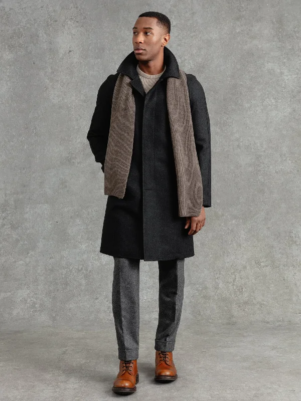 Outdoor Outfits Sleek Tops The Woollen Crew Coat - Charcoal Dogtooth