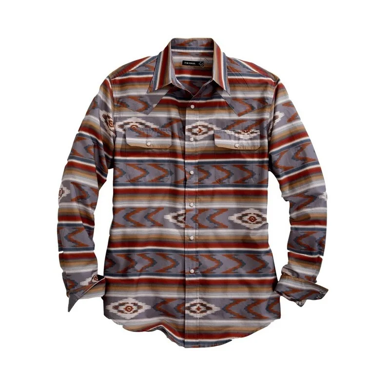 Outdoor Gear Comfy Shirts Tin Haul Western Shirt Mens L/S Aztec Print Gray 10-001-0067-0710 GY Outdoor Gear Comfy Shirts Tin Haul Western Shirt Mens L/S Aztec Print Gray 10-001-0067-0710 GY