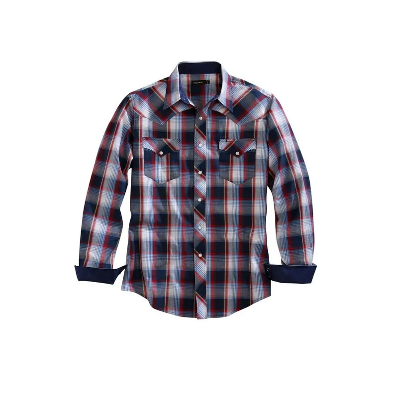 Comfy Styles Practical Hoodies Tin Haul Western Shirt Mens L/S Plaid Snap Blue 10-001-0062-0275 BU Comfy Styles Practical Hoodies Tin Haul Western Shirt Mens L/S Plaid Snap Blue 10-001-0062-0275 BU