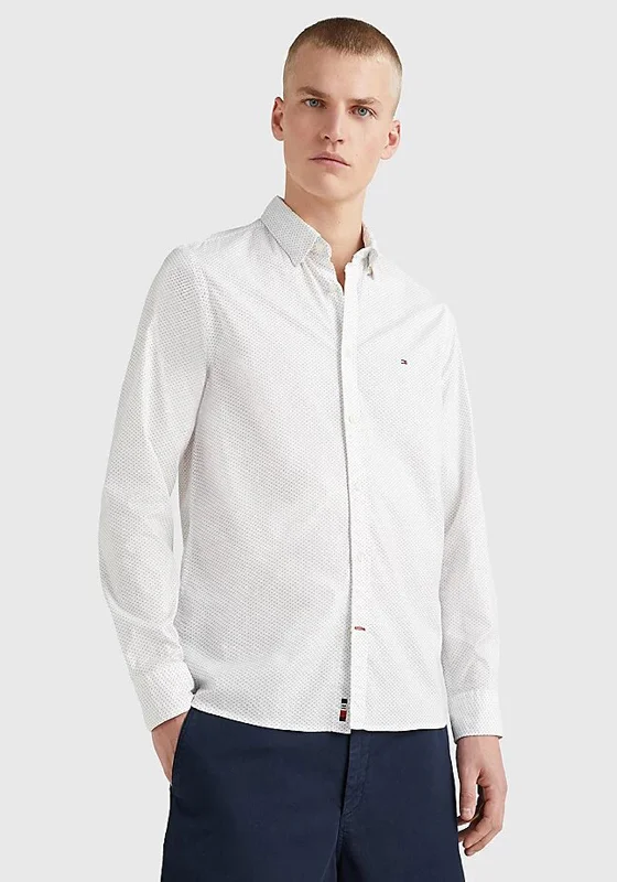 Tommy Hilfiger Micro Print Shirt, Optic White & Carbon Navy