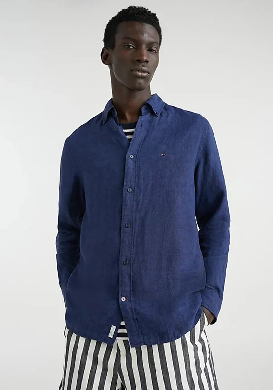 Easy Pants Fashion Layers Tommy Hilfiger Linen Poplin Shirt, Carbon Navy