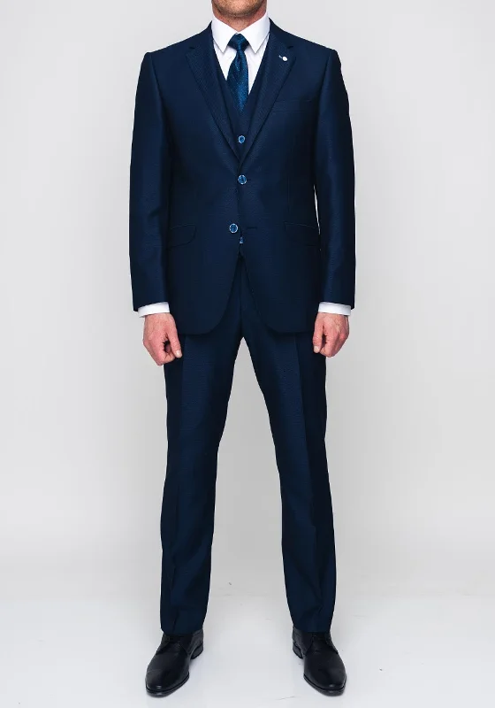 White Label Regular Fit Three Piece Suit, Navy