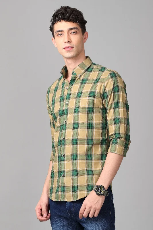 Functional Layers Warm Layers Yellowish Orange with Green Checks Shirt