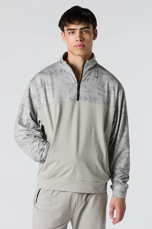 Fashion Comfort Simple Hoodies Active Acid Wash Quarter Zip Sweatshirt