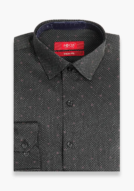 Lightweight Apparel Active Gear Black Print Dress Shirt