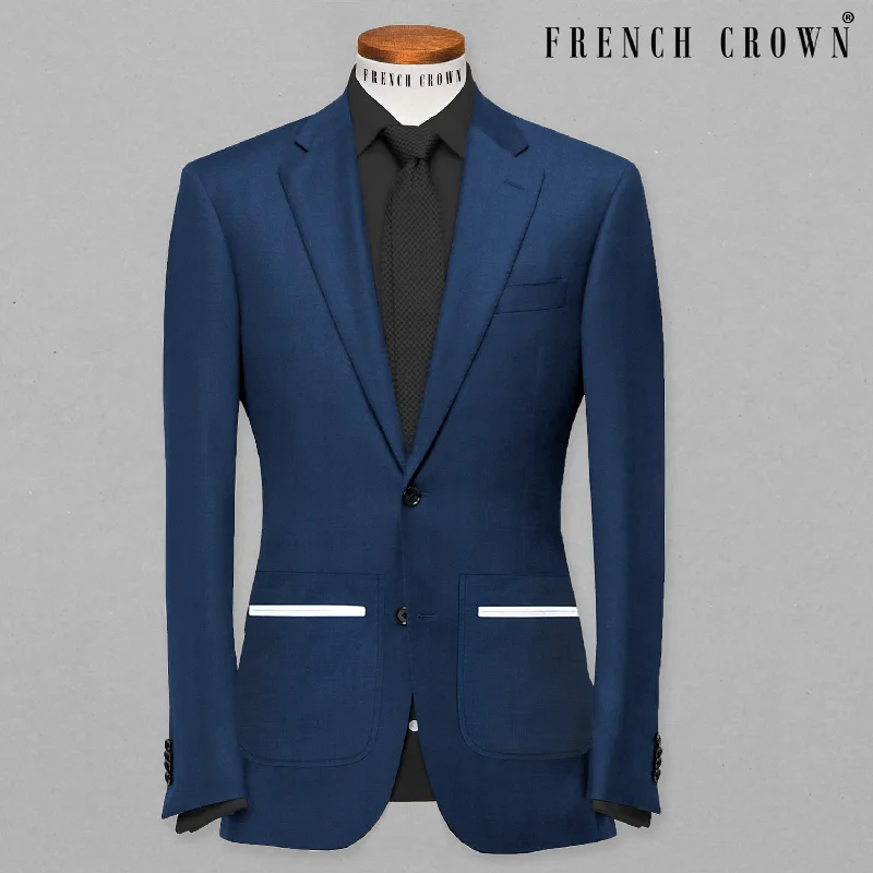 Blue Patch Subtle Sheen Pockets Performance Blazer