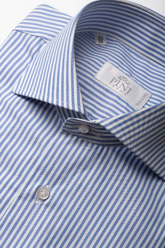 Cool Casuals Cozy Sweaters Blue Striped Shirt - Made in Italy