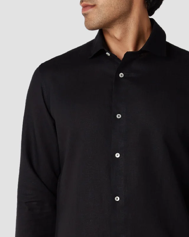 Soft Materials Trendy Layers Soft Washed Linen Shirt - Black