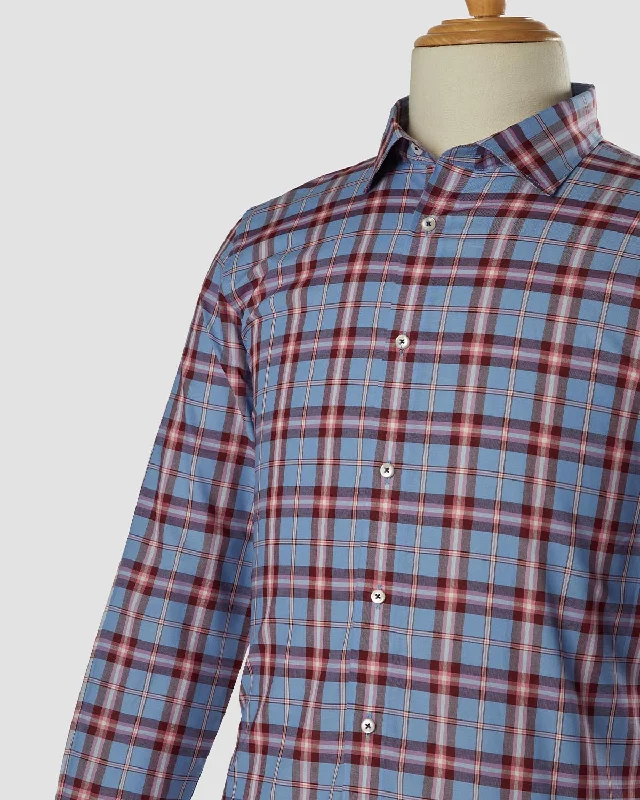 Relaxed Casuals Cozy Sweaters Cotton Checked Shirt - Blue