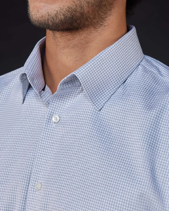 Fashion Comfort Practical Jeans Houndstooth Shirt - Light Grey