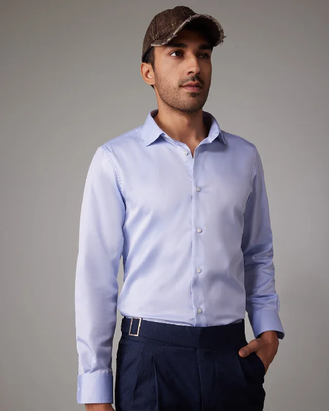 Relaxed Fits Casual Sneakers Luthai Wrinkle-Free Twill Shirt - Light Blue