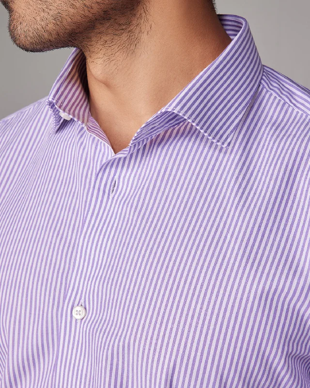 All-Season Outfits Active Tops Bengal Striped Shirt - Purple