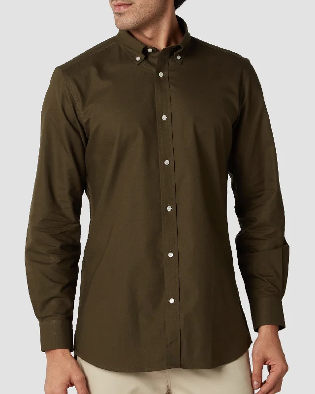 Sport Chic Fashion Shirts Washed Oxford Shirt - Olive