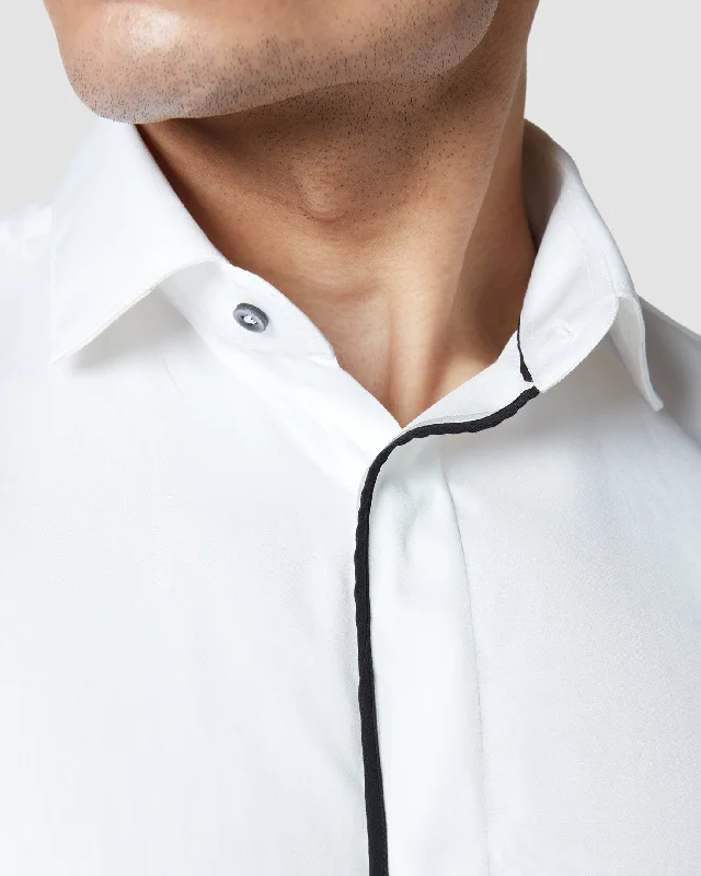 Warm Essentials Sleek Tops Soktas Concealed Placket Shirt - White