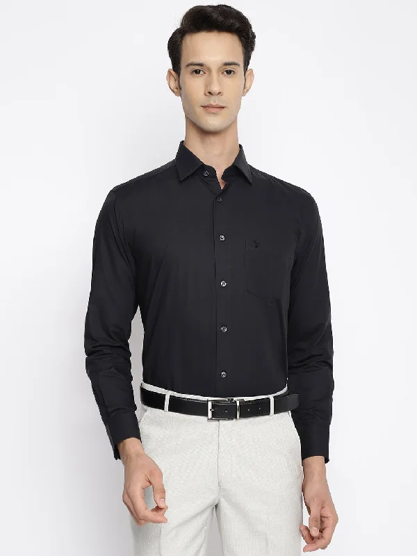 Soft Layers Sleek Outerwear Men's Black Formal Plain Full Sleeve Shirt