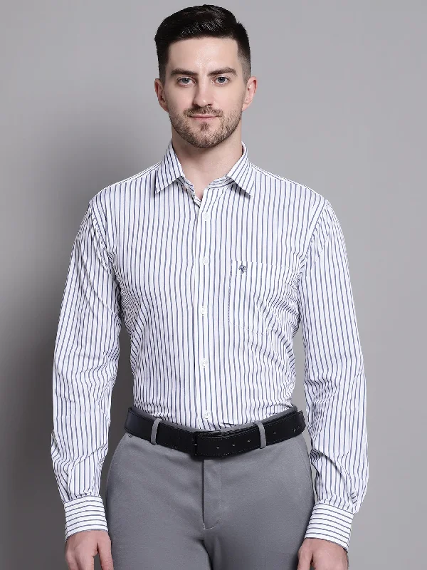 Lightwear Options Simple Jackets Men's Blue Formal Stripe Stretch Full Sleeve Shirt