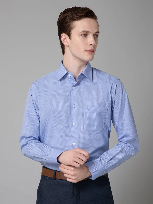Cozy Essentials Sporty Looks Men's Blue Formal Micro Checks Full Sleeve Shirt