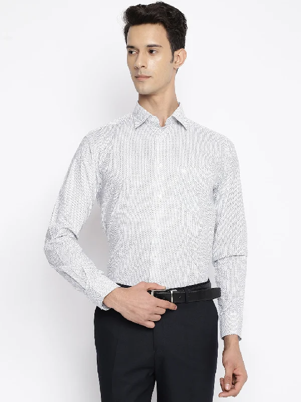 All-Weather Wear Smart Accessories Men's Grey Formal Geometric Print Full Sleeve Shirt All-Weather Wear Smart Accessories Men's Grey Formal Geometric Print Full Sleeve Shirt
