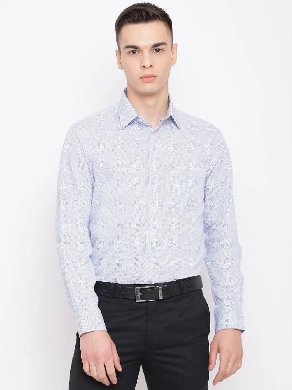 Everyday Comfort Wear Cozy Pants Men's Sky Blue Formal Dot Print Full Sleeve Shirt Everyday Comfort Wear Cozy Pants Men's Sky Blue Formal Dot Print Full Sleeve Shirt