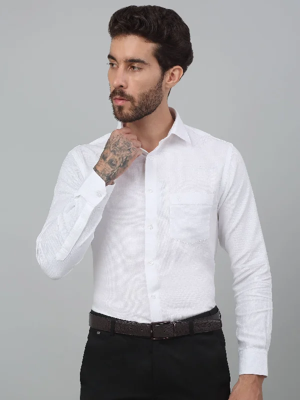 Everyday Jackets Fashionable T-shirts Men's White Formal Self Textured Full Sleeve Shirt Everyday Jackets Fashionable T-shirts Men's White Formal Self Textured Full Sleeve Shirt