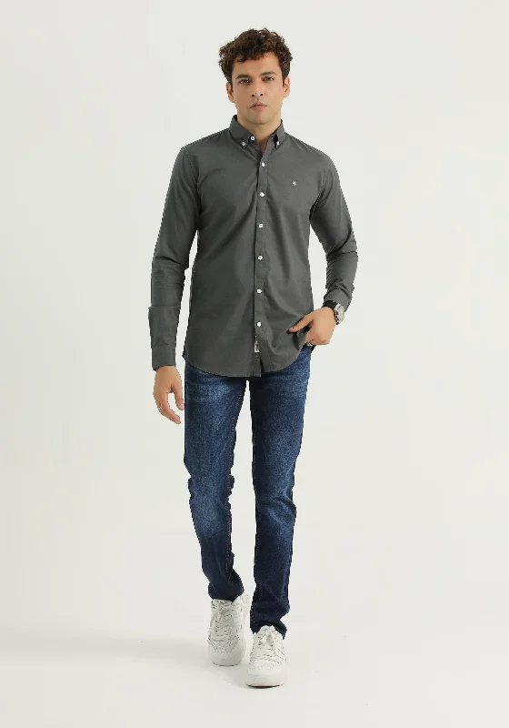 Trendy Apparel Casual Tops Charcoal Plain Shirt