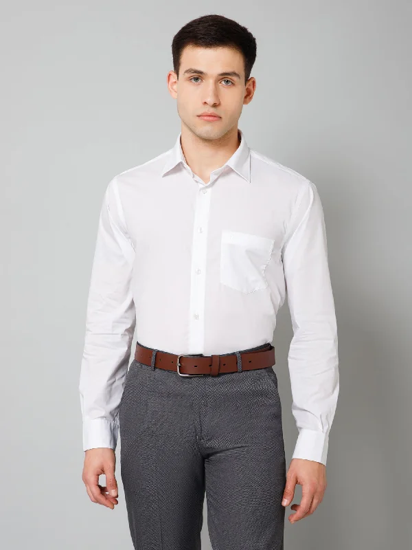 Smart Tops Stylish Shirts Men's White Formal Plain Full Sleeve Shirt