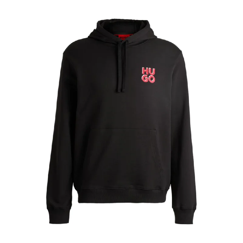 Cotton-terry hoodie with stacked logo print