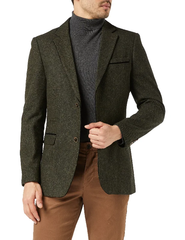 Classic Jackets Winter Fashion DANE - GREEN TWEED BLAZER