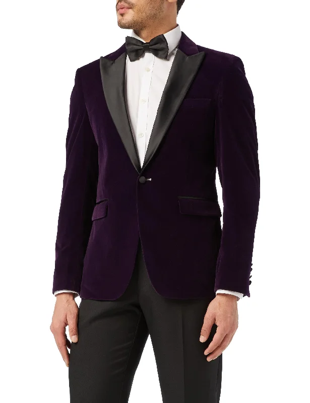 Versatile Outfits Comfortable Wardrobe DINNER RICKY - Purple Soft Velvet Tuxedo Jacket Versatile Outfits Comfortable Wardrobe DINNER RICKY - Purple Soft Velvet Tuxedo Jacket