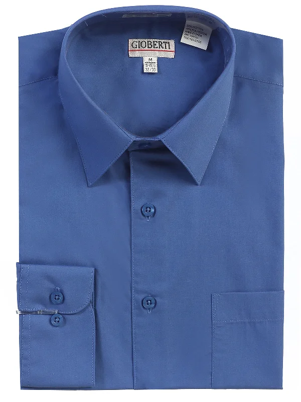 Cool Streetwear Sleek Outerwear Men's Long Sleeve Shirt, Royal Blue