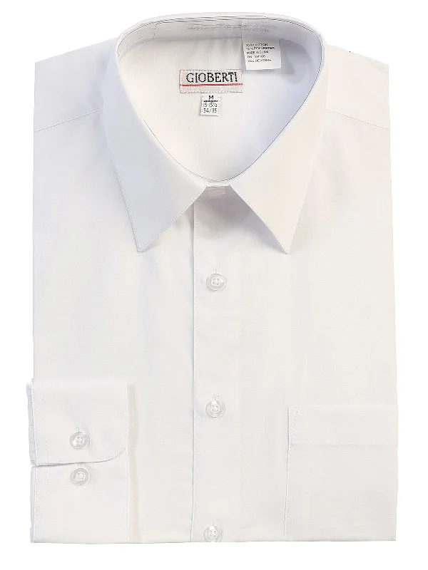 Comfy Styles Basic Casuals Men's Long Sleeve Shirt, White