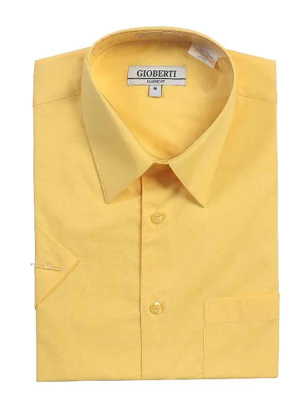 Relaxed Casuals Classic Shirts Men's Short Sleeve Shirt, Banana