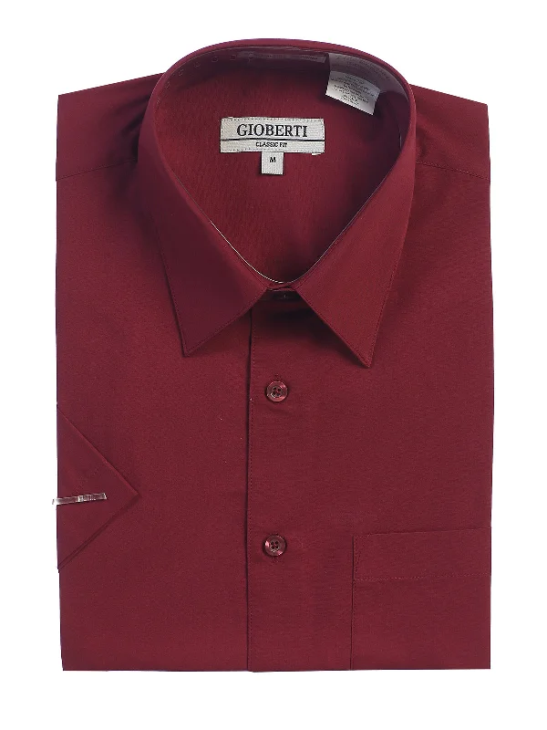All-Season Outfits Fashion Hoodies Men's Short Sleeve Shirt, Burgundy