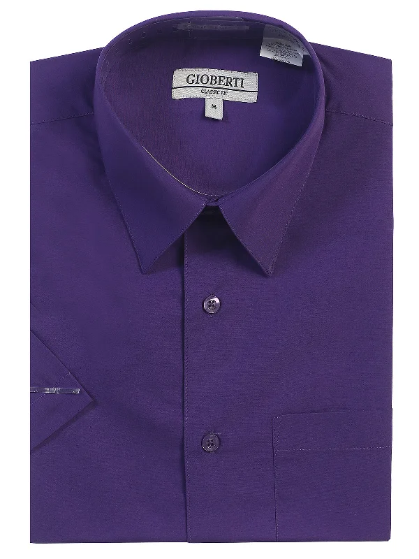 Relaxed Activewear Street Style Pants Men's Short Sleeve Shirt, Purple B