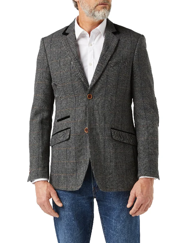 Smart Casual Wear Cool Shorts ELTON - Black Tweed Check Blazer