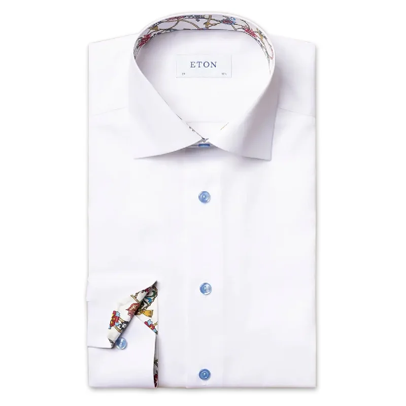 Everyday Comfort Modern Jackets Eton - Contemporary Fit Design Print Trim Shirt in White