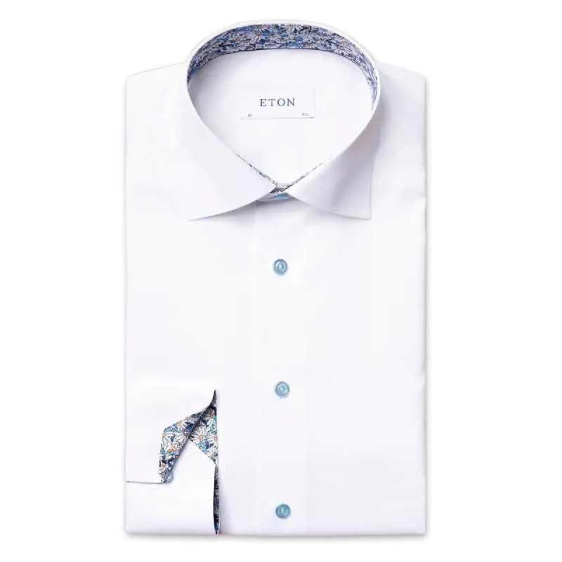 Versatile Outfits Practical Hoodies Eton - Contemporary Fit Floral Trim Shirt in White