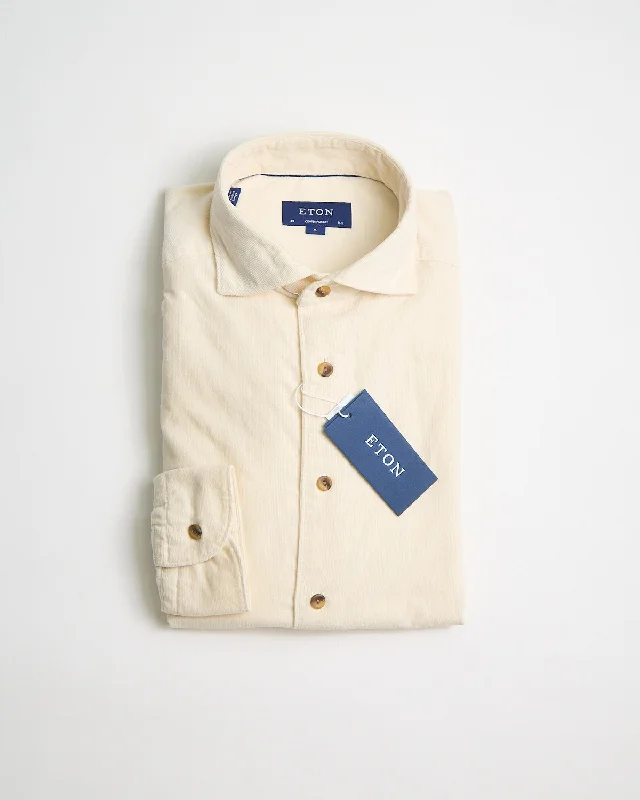 All-Weather Wear Relaxed Tops Cream Fine Whale Corduroy Contemporary Shirt