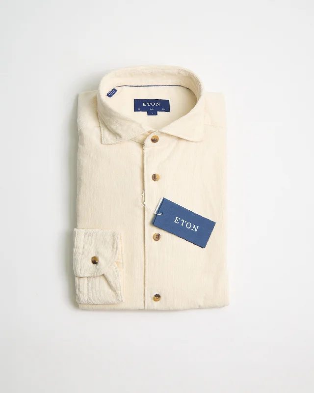 Smart Outfits Modern Jackets Cream Fine Whale Corduroy Slim Shirt