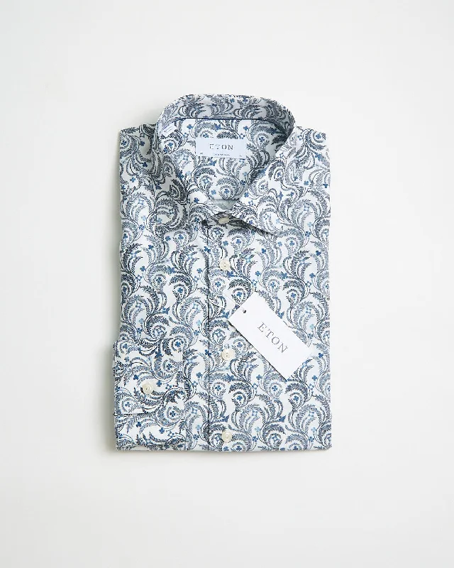 Outdoor Essentials Warm Hoodies Light Blue Floral Signature Twill Contemporary Shirt Outdoor Essentials Warm Hoodies Light Blue Floral Signature Twill Contemporary Shirt
