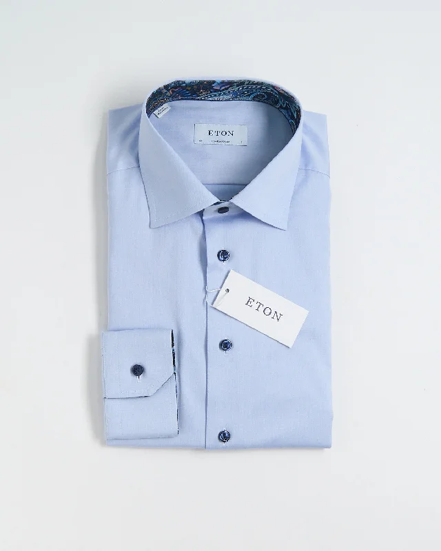 Casual Knitwear Active Gear Light Blue Floral Trim Signature Twill Contemporary Shirt Casual Knitwear Active Gear Light Blue Floral Trim Signature Twill Contemporary Shirt